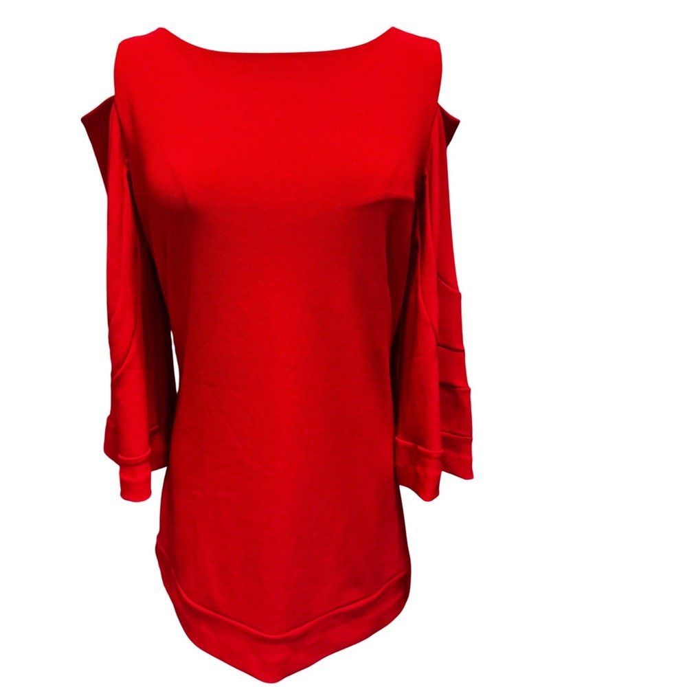 Boston Proper Red Cold Shoulder Bell Sleeve Knit Top Style 26955 XS